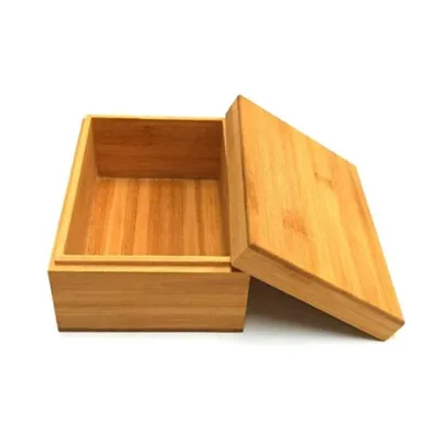 Natural Bamboo Wood Box with Lid for Storage