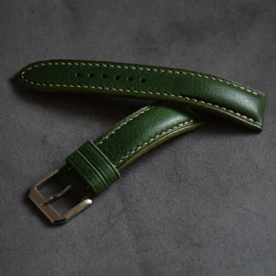 20mm Full Grain Distressed Italian Leather Watch Band Strap Vintage Green Padded Luxury for Watch