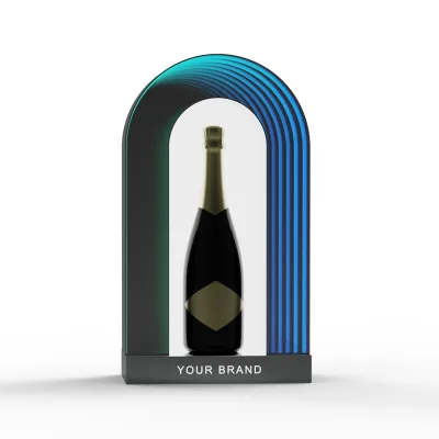 Customized Logo LED Infinity Mirror Bottle Presenter Glorifier Champagne Bottle Display Stand Rechargeable Whisky Holder