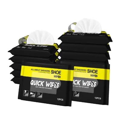 Custom Logo Shoe Shine Disposable Non-woven Portable Wet Sneaker Cleaning Wipes