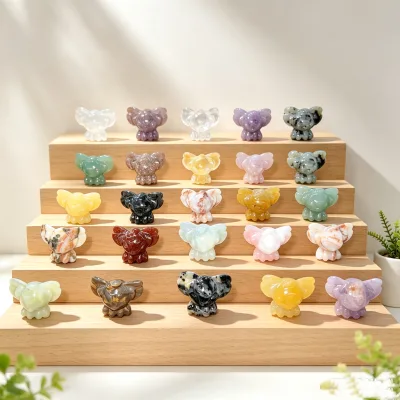 Wholesale Mixed Gemstone Cartoon Figurine Mini Natural Quartz Stitch Crystal Carvings for Decor Gifts