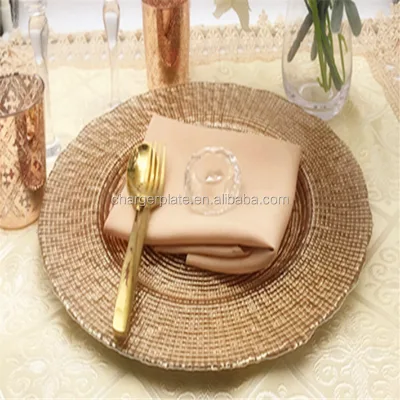 Wholesale Luxury Bright Color Pattern Glass Charger Plates