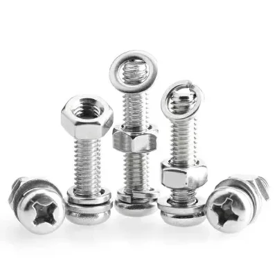 Customized M3 M4 M5 M6 M8 Ss304 Nut Bolts and Screws Fasteners Zinc Plated Stainless Steel Phillips Head Combination Bolt Screw