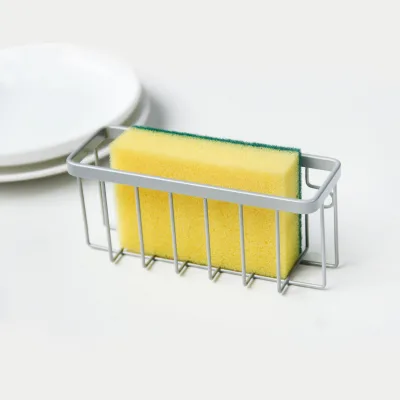 Sponge Holder for Kitchen Sink Suction Cup Sponge Draining Rack Kitchen Caddy Hanging Sink Soap Sponge Holder Drain Basket