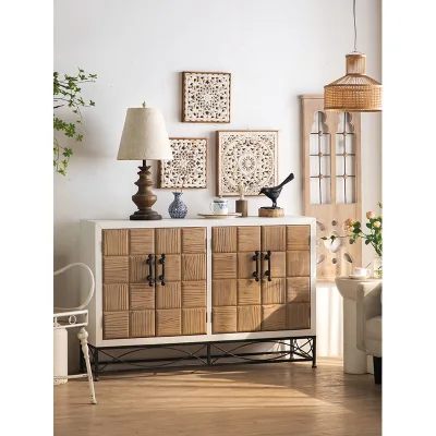 Antique Design Display Cabinet Retro Storage in Solid Wood for Home Dining Farmhouse Hall Use