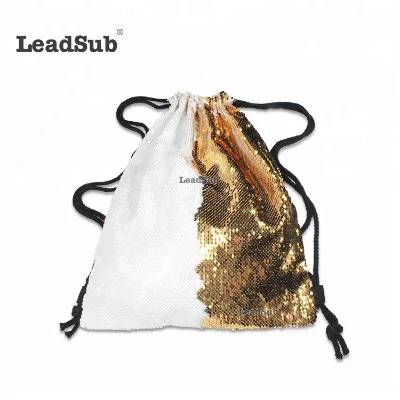 Sublimation Blanks Sequins Shoulder Backpack Reversible Sequin Drawstring Bag