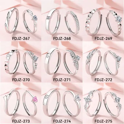 S925 Silver Couple Ring High End Couple Style Pair Ring with Loop Ring for Valentine's Day Gift