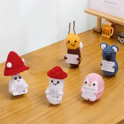 Wholesale Custom Animal Cute Cartoon Pattern Yarn Hand-Woven Crochet Eco-friendly Potted Plant Ornament Home Office Christmas