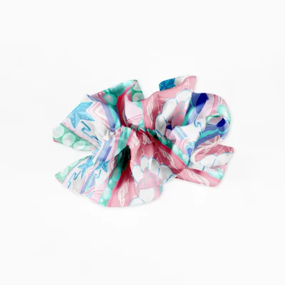 New Oversized Floral No Damage Cartoon Hair Ties Custom Your logo Fold Women Hair Scrunchies