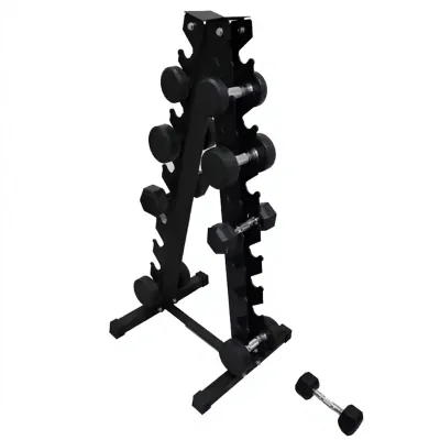 Durable Iron Foldable Compact Free Weights Organizer Stand for Personal Training Studio Premium Fitness Storage Equipment