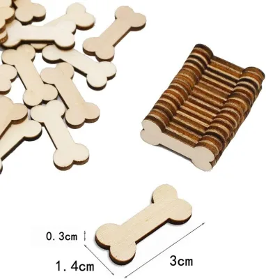 Whole Sale Best Selling Wood Hanging Ornaments Wood Tags Dog Paw Cutouts Dog Bones Plain Unfinished Wood Craft