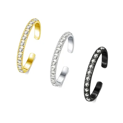 Stainless Steel 18K Gold Plated Toe Rings Adjustable Toe Band Rings Summer Beach Foot Jewelry Cubic Zircon Toe Rings Women