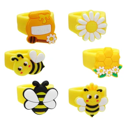 Cheaper Girls' Accessories Toy PVC Bee Flower Ring Toy Cute Finger Rings Girl and Boy Toys for Vending Capsule Machine