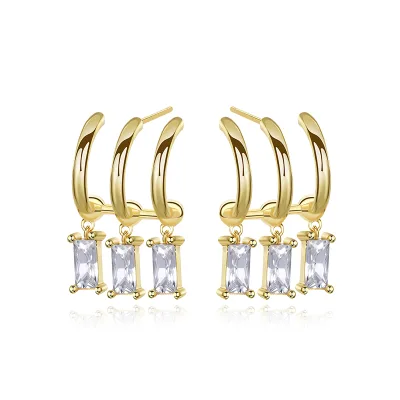 New Design Fashion Jewelry Earrings 18K Gold Plated 925 Silver C Shape Earrings for Women