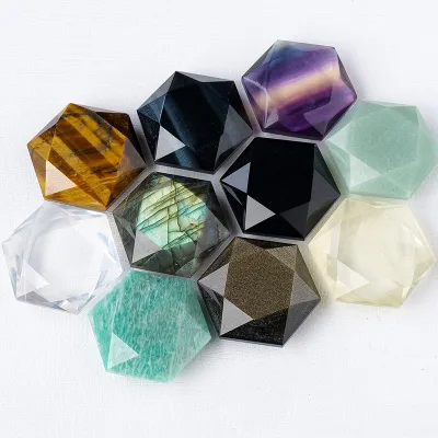 HY Wholesale Natural Reiki Gemstone Crafts Six Pointed Star Crystal Carving