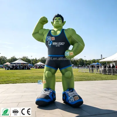Giant Inflatable Muscle Man Mascot Custom Printed Inflatable Bodybuilder Character for Gym Advertising Outdoor Event Promotion
