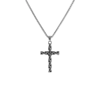 Fashion Unisex Christian Religious Stainless Steel Link Chain Jerusalem Cross Pendant Necklace for Anniversary Factory Oem