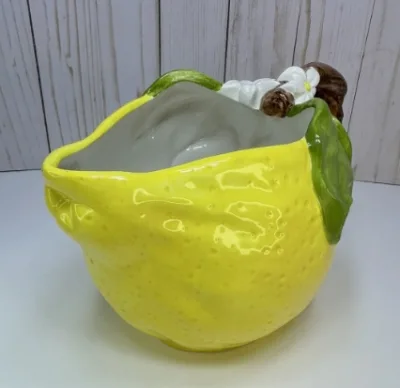 Hand Painted Vintage Ceramic Lemon Pitcher Home Decor