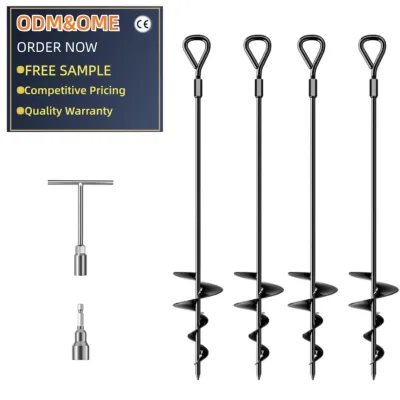 30'' Heavy Duty Steel Fence Post Stakes Spiral Stake Anchors Dog Fence Anchors for Pet Camping Tents Canopies