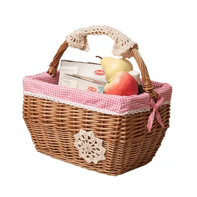 KINGWILLOW Decorative Christmas Wicker Basket for Gift Storage Basket Natural Oval Sustainable Qingdao Port 300 Pcs Carton/bags