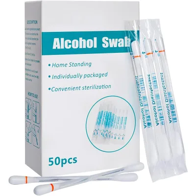 Custom Logo First Aid Disposable Alcohol Liquid Filled Cotton Swab Q Tip
