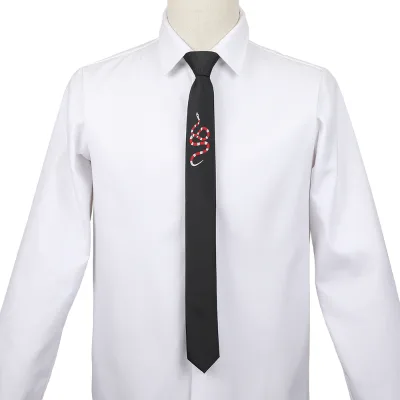 Custom Neck Tie Ready to Wear Adjustable Pretied Knot Animal Tie Red Snake Polyester Logo Zipper Silk Like Necktie