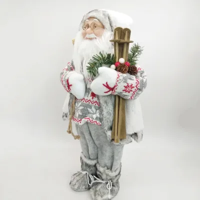 Factory Handmade Small Gray Sleigh Santa Claus Decoration Christmas Photo Props Inflatable Santa Claus