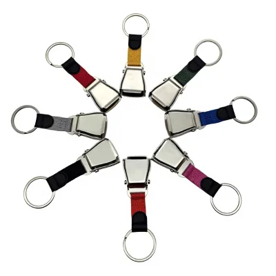 Wholesale Factory Custom Various Colors Metal Mini Airline Seatbelt Safety Buckle Keychain for Aircraft Gifts Keyholder