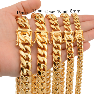Hip-Hop Stainless Steel Necklace Cuban Chain Gold Dragon Head Buckle Diamond Butterfly Featured For Man