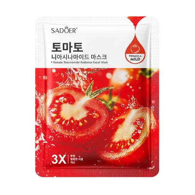 Sadoer Face Mask Tomatoes Face Mask Strawberry Aloe Hyaluronic Acid Moisturizing Hydrating Brightening Fruit Sheet Face Mask