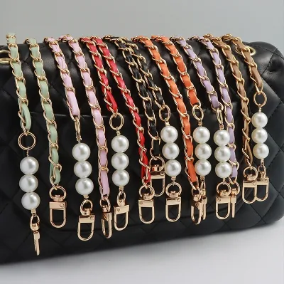 New Leather Chain Bag Strap Pearl Bag Chain Underarm Strap Replace Metal Crossbody Backpack 120cm Chain