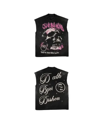 KY Retro Acid Wash Custom Mens Fashion Wash Shorts and Shirt Set for Men Sleeveless T-shirt Distressed Shorts Screen Print