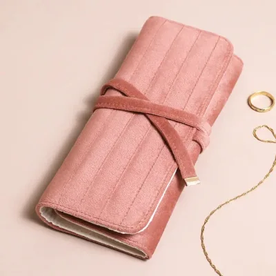 Custom logo Multi-functional Jewelry Roll Bag Organizer for Rings Necklaces Earrings Bracelets Jewelry Roll Bag