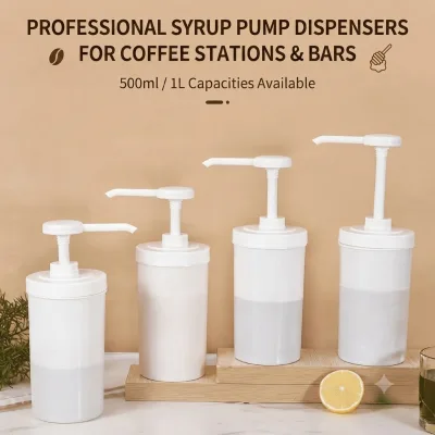 Commercial Syrup Pump Dispenser Food Grade Coffee Syrup Bottle Refillable Sauce Container for Cafe Barista Restaurant Supplies