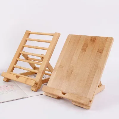 Wholesale New Bamboo Tablet Stand PAD Universal Folding Portable Desktop Wooden Reading Phone and Tablet Holders