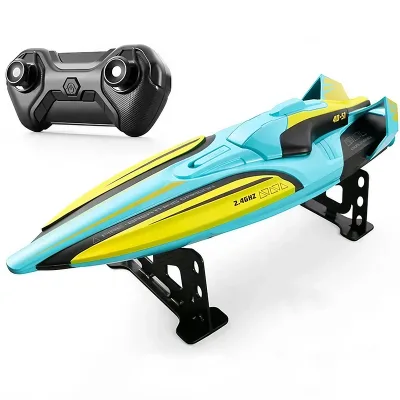 2.4G High Speed RC Boat Dual Motor Waterproof Remote Control Speedboat Ship Yacht 30 km/h with LED Lights and Low Battery Alarm