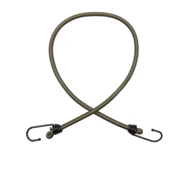 Quick Delivery Factory 32inch 8mm Hot Sale Olive Elastic Rubber Bungee Cord Steel Hook Ends 30kgs Break Strength Outdoor Use