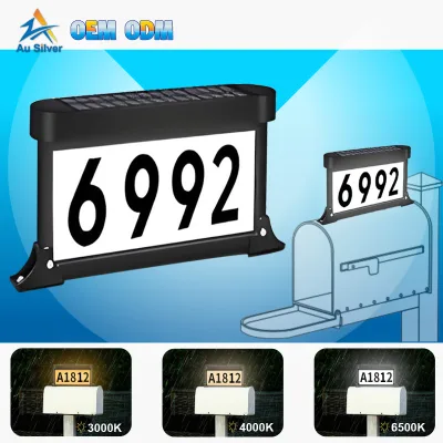 3000K Warm White LED Waterproof Address Plaques Solar House Numbers Street Address House Number Solar Doorplate Door Numbers