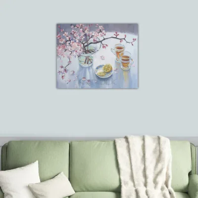 Spring Blossoms and Tea Art Canvas Art Print on Canvas Painting Art Hot Selling