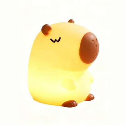 Modern Cartoon Capybara Night Light with Warm White Glow High CRI 90 Removable Battery Powered LED Lamp for Children's Bedroom
