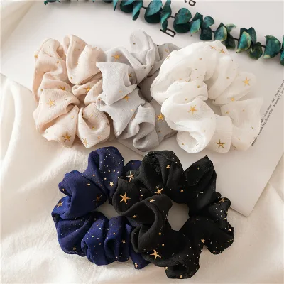 Solid Hair Scrunchies Elastic Hair Bands Ponytail Scrunchy Hair Ties Elegant Star Hair Rope Ties Hair Accessories for women