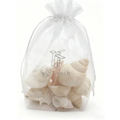 Wholesale Customized Logo Printed Small Transparent Organza Yarn Bags Candy Packaging Drawstring Storage Bags for Party Gift
