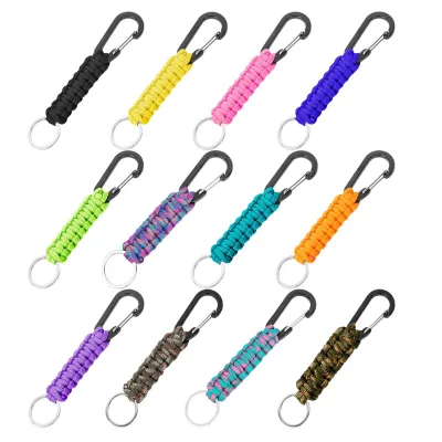 Paracord Keychain Military Braided Keychain Clip with Strap Paracord Backpack Strap with Chain Hooks for Women Men Camping