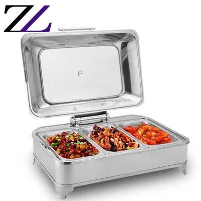 Restaurant Gas Stainless Steel Bain Marie Food Warmer 3 Tiers Chafing Dishes Food Warmers Home Use Hot Pot Metal Food Warmer