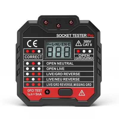 230V British US GFCI Electrical Socket Tester Voltage Test Socket Detector EU Plug Ground Zero Line Plug Polarity Phase Check