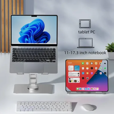 2025 Space-Saving Vertical Laptop Stand Foldable Aluminum Alloy Desktop Organizer with Locking Clamp for Small Office