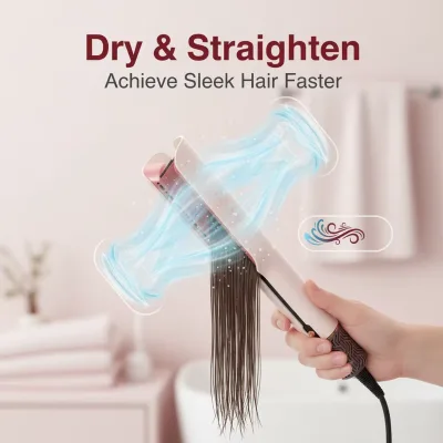 Factory Price Portable LED Hair Straightener Mini High Heat Ionic Brush Negative Ions Electric Hot Household Dual Wet Dry