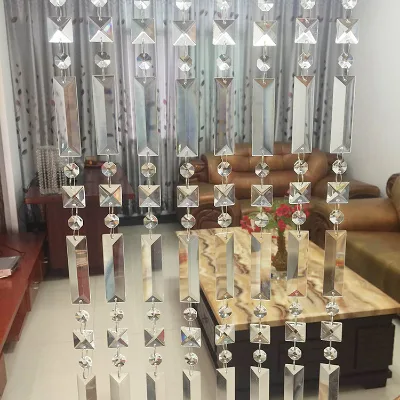 Polished Europe Crystal Ball Beaded Curtain for Home Decoration Laser Printed Diamond Patterned Window Divider