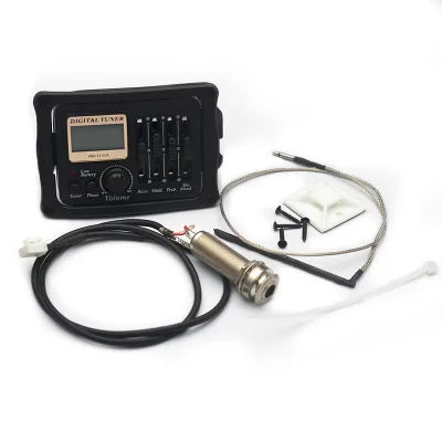 3-Band Acoustic Guitar Pickup with Mic Board Tuner Black for Guitar