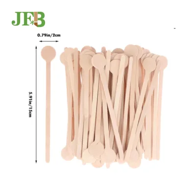 Eco Food Grade Round Head Bamboo Wooden Tea Coffee Sticks Stirrers
